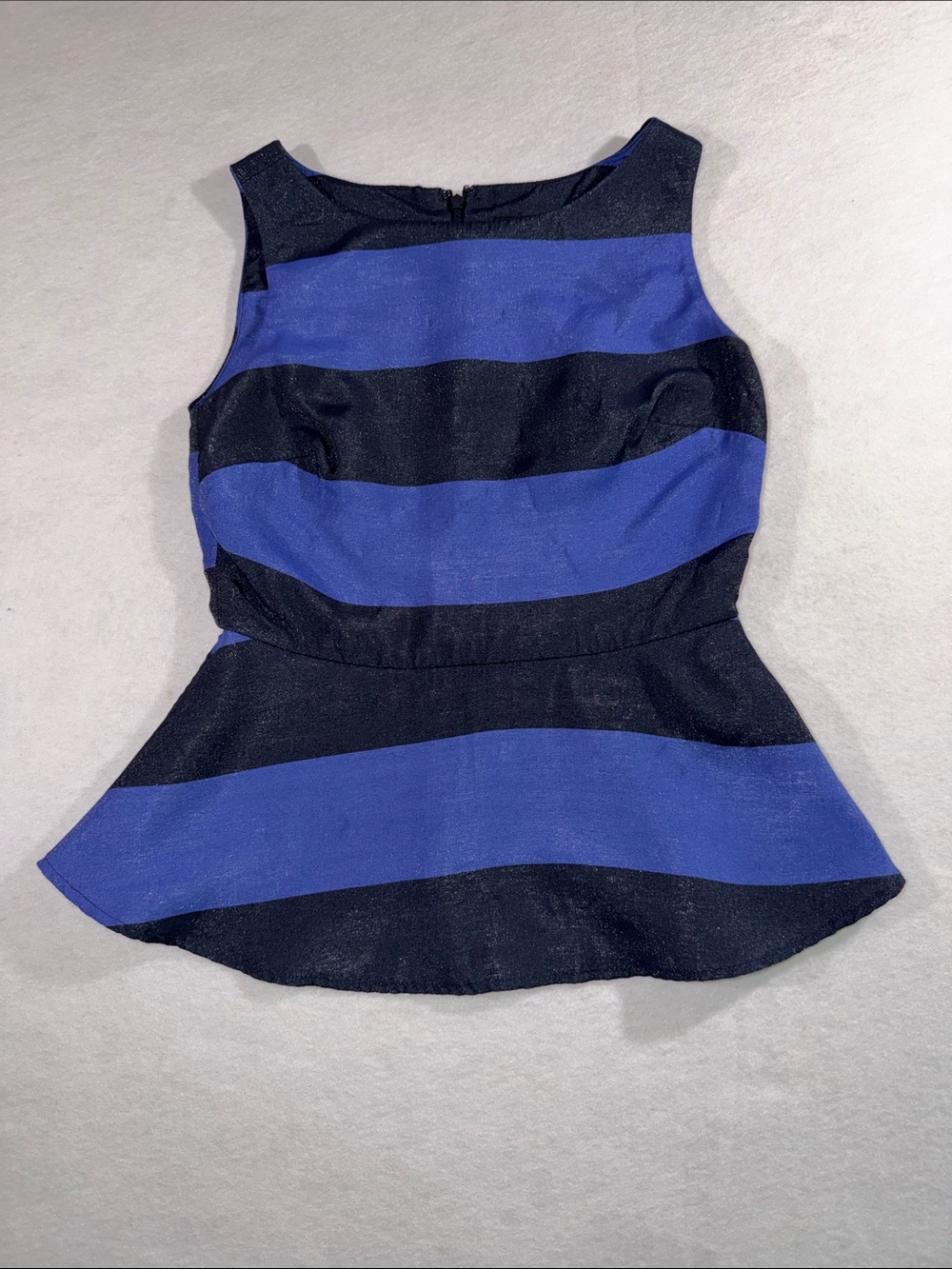 Banana Republic Blue and Black Striped Peplum Top